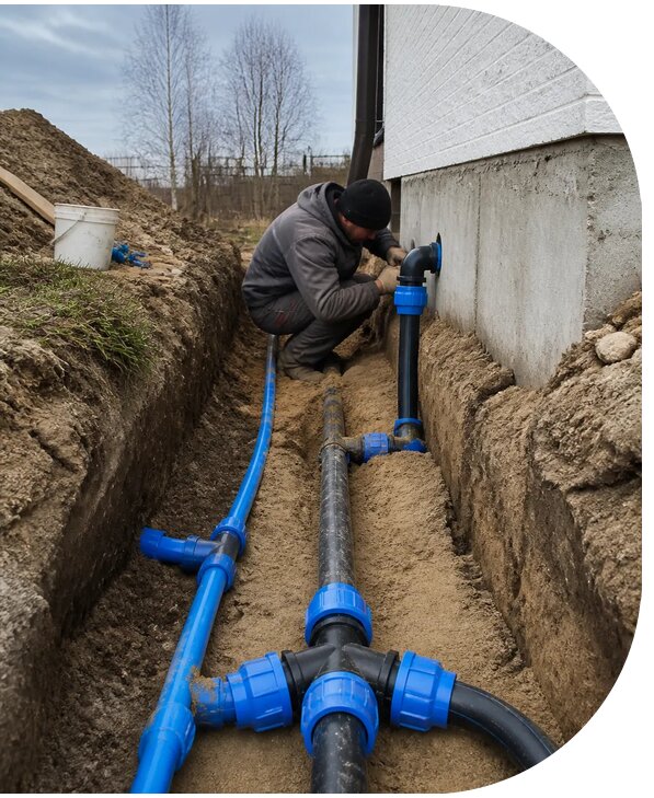 Монтаж наружного водопровода на участке под ключ в Балахне